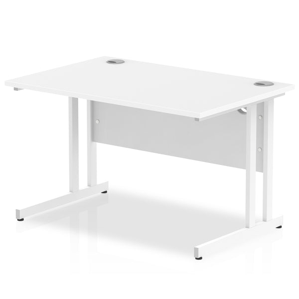Impulse 1200 x 800mm Straight Desk White Top White Cantilever Leg MI002191 - UK BUSINESS SUPPLIES