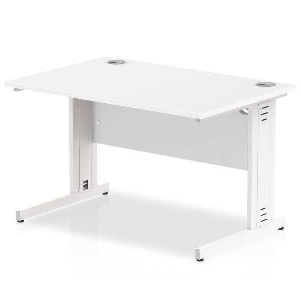 Impulse 1200 x 800mm Straight Desk White Top White Cable Managed Leg MI002271 - UK BUSINESS SUPPLIES