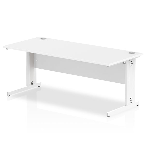 Impulse 1800 x 800mm Straight Desk White Top White Cable Managed Leg MI002274 - UK BUSINESS SUPPLIES