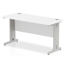 Impulse 1400 x 600mm Straight Desk White Top Silver Cable Managed Leg MI002277 - UK BUSINESS SUPPLIES