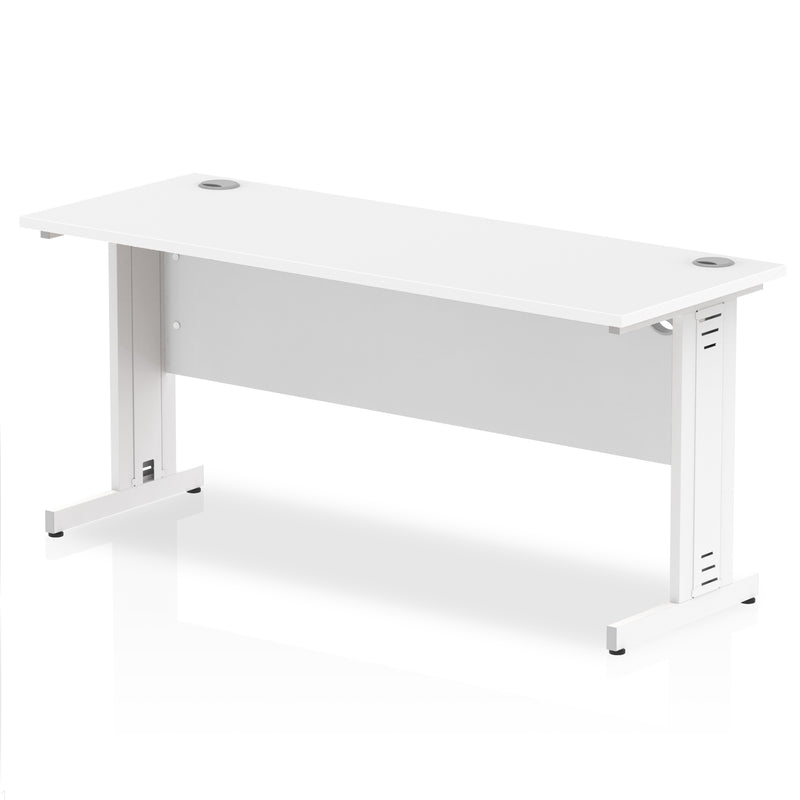 Impulse 1600 x 600mm Straight Desk White Top White Cable Managed Leg MI002283 - UK BUSINESS SUPPLIES