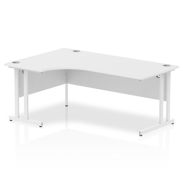 Impulse Contract Left Hand Crescent Cantilever Desk W1800 x D1200 x H730mm White Finish/White Frame - I002394 - UK BUSINESS SUPPLIES