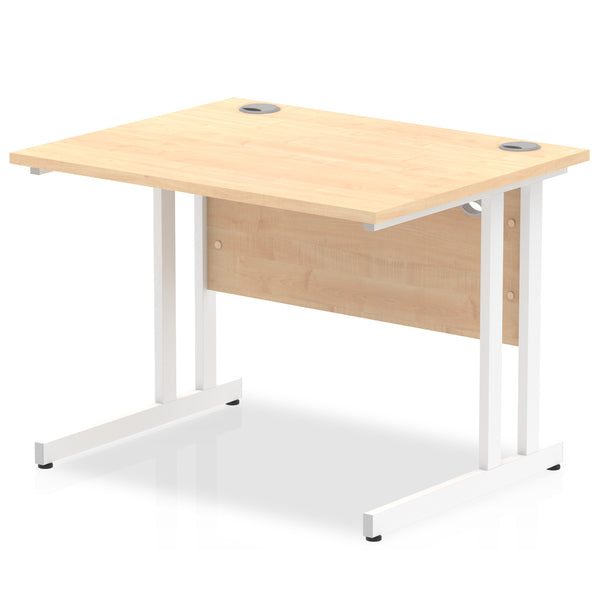 Impulse 1000 x 800mm Straight Desk Maple Top White Cantilever Leg MI002416 - UK BUSINESS SUPPLIES