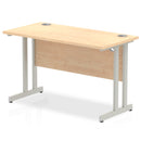 Impulse 1200 x 600mm Straight Desk Maple Top Silver Cantilever Leg MI002422 - UK BUSINESS SUPPLIES