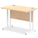 Impulse 1000 x 600mm Straight Desk Maple Top White Cantilever Leg MI002426 - UK BUSINESS SUPPLIES