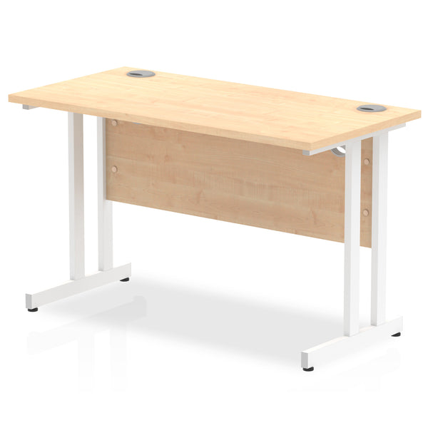 Impulse 1200 x 600mm Straight Desk Maple Top White Cantilever Leg MI002427 - UK BUSINESS SUPPLIES