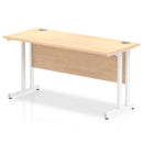 Impulse 1400 x 600mm Straight Desk Maple Top White Cantilever Leg MI002428 - UK BUSINESS SUPPLIES
