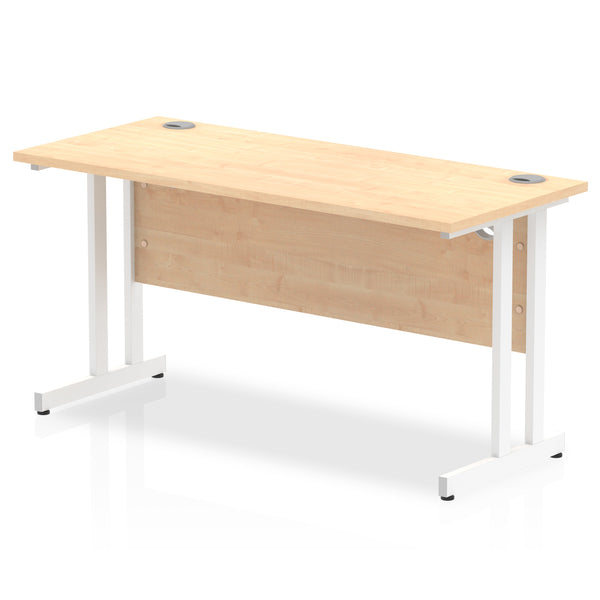 Impulse 1400 x 600mm Straight Desk Maple Top White Cantilever Leg MI002428 - UK BUSINESS SUPPLIES