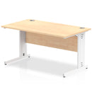 Impulse 1400 x 800mm Straight Desk Maple Top White Cable Managed Leg MI002498 - UK BUSINESS SUPPLIES