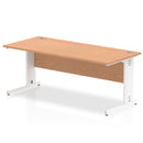 Impulse 1800 x 800mm Straight Desk Oak Top White Cable Managed Leg MI002726 - UK BUSINESS SUPPLIES