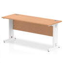 Impulse 1600 x 600mm Straight Desk Oak Top White Cable Managed Leg MI002735 - UK BUSINESS SUPPLIES