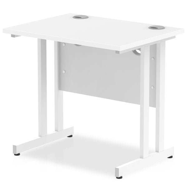 Impulse 800 x 600mm Straight Desk White Top White Cantilever Leg MI002895 - UK BUSINESS SUPPLIES