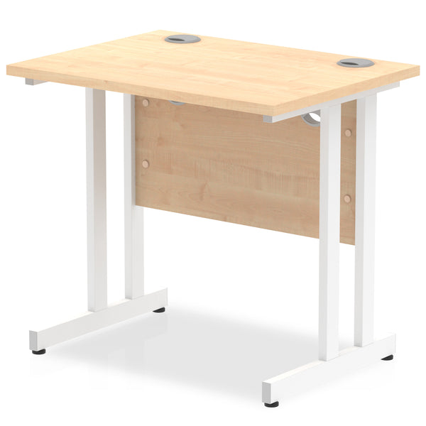 Impulse 800 x 600mm Straight Desk Maple Top White Cantilever Leg MI002900 - UK BUSINESS SUPPLIES