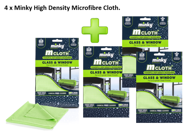Minky High Density Microfibre M Cloth Glass and Window {4 pack} - UK BUSINESS SUPPLIES