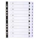 Exacompta Index Jan-Dec A4 160gsm Card White with White Mylar Tabs - MWDJ-DZ - UK BUSINESS SUPPLIES