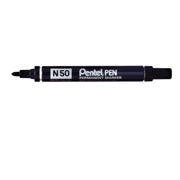 Pentel N50 Permanent Marker Bullet Tip 2.2mm Line Black (Pack 12) - N50-A - UK BUSINESS SUPPLIES