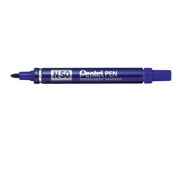 Pentel N50 Permanent Marker Bullet Tip 2.2mm Line Blue (Pack 12) - N50-C - UK BUSINESS SUPPLIES