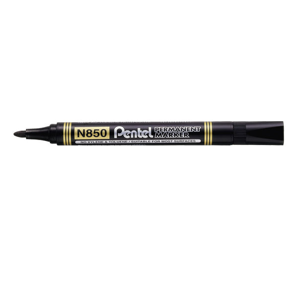 Pentel N850 Permanent Marker Bullet Tip 2.1mm Line Black (Pack 12) - N850-AE - UK BUSINESS SUPPLIES
