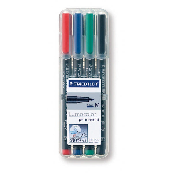 Staedtler 317 Lumocolor Pen (1mm) Permanent Medium Assorted (Wallet of 4) - UK BUSINESS SUPPLIES