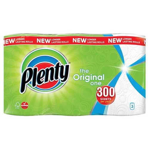 Plenty Kitchen Roll 100 sheets (Pack of 3) - UK BUSINESS SUPPLIES