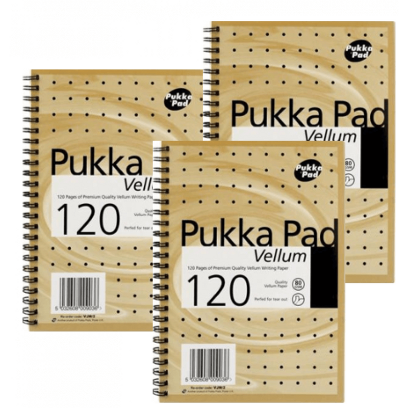 Pukka Pads Notebook Wirebound Perforated Ruled 120pp 80gsm A5 Vellum [Pack 3] - UK BUSINESS SUPPLIES