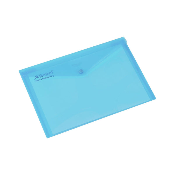 Rexel (A4) Popper Wallets (Blue) - 1 x Pack of 5 Wallets - UK BUSINESS SUPPLIES