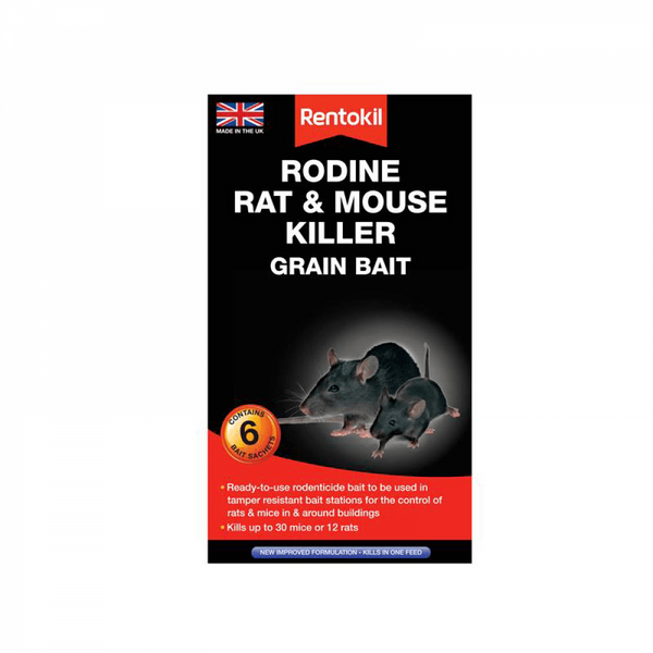 Rentokil Rodine Rat & Mouse Killer Grain Bait 6's - UK BUSINESS SUPPLIES