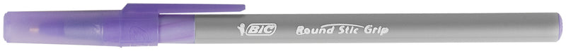 Bic Round Stic Grip Ballpoint Pen 1mm Tip 0.32mm Line Purple (Pack 40) - 920412 - UK BUSINESS SUPPLIES