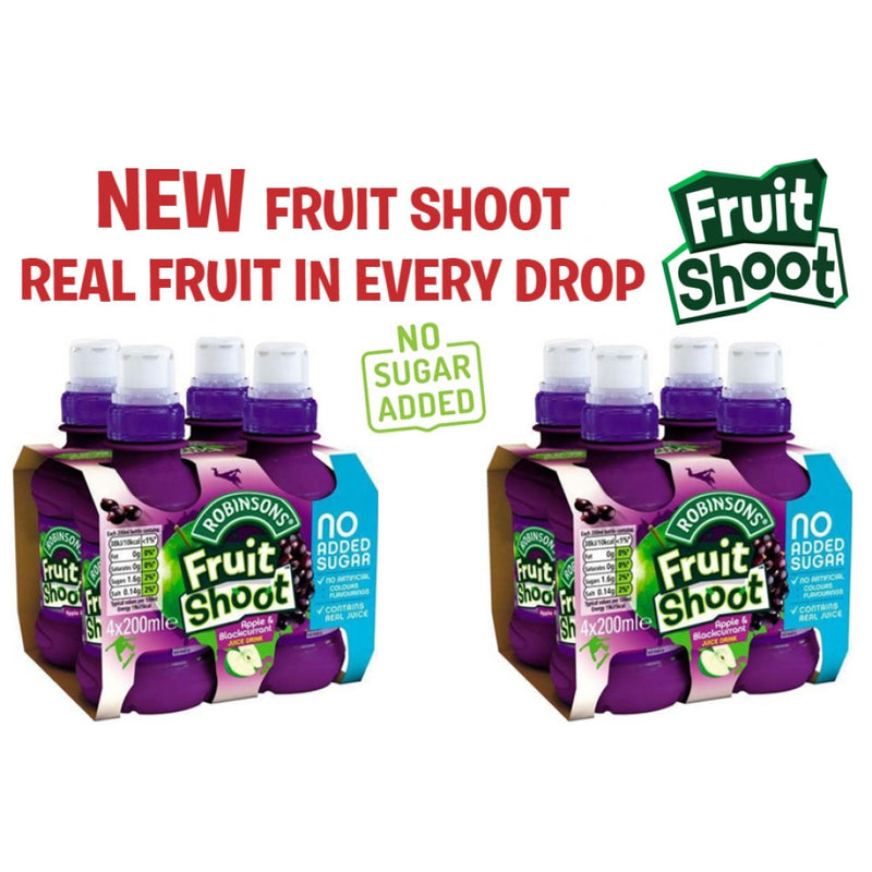 Robinsons Fruit Shoots Apple & Blackcurrant Flavoured Juice Drink 4 x 200ml *NO ADDED SUGAR* - UK BUSINESS SUPPLIES