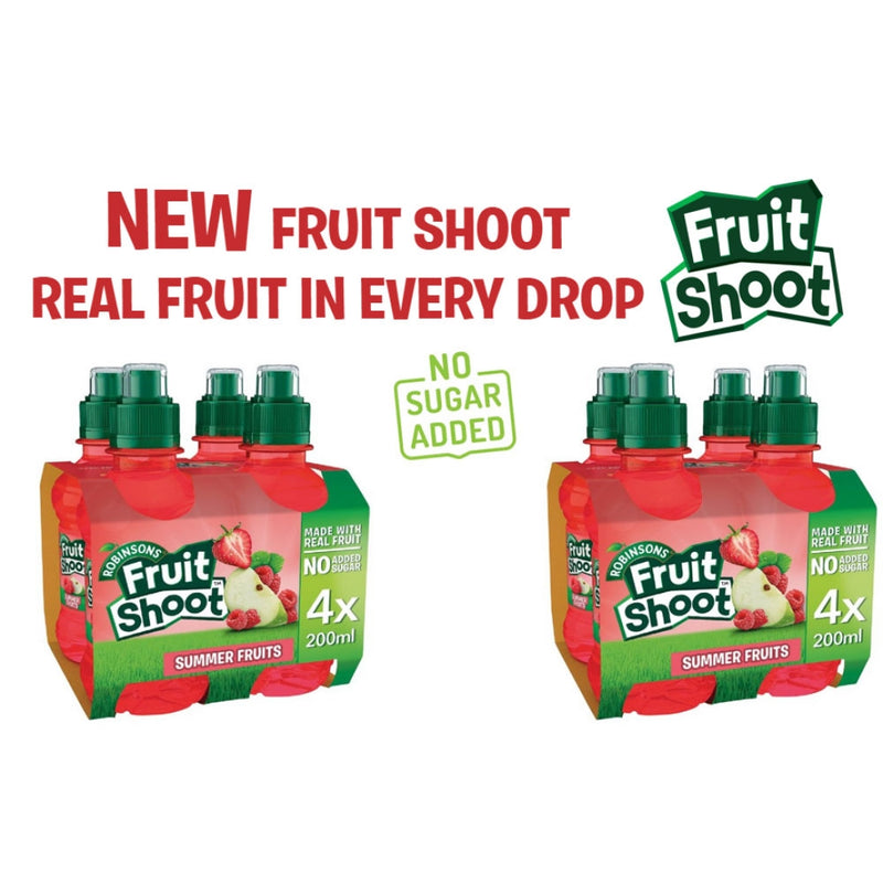 Robinsons Fruit Shoots Summer Fruits Juice Drink 4 x 200ml *NO ADDED SUGAR* - UK BUSINESS SUPPLIES