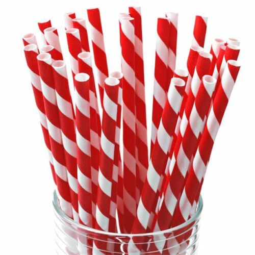 Belgravia Biodegradable Red & White Paper Stripey Straws Pack 500's - UK BUSINESS SUPPLIES