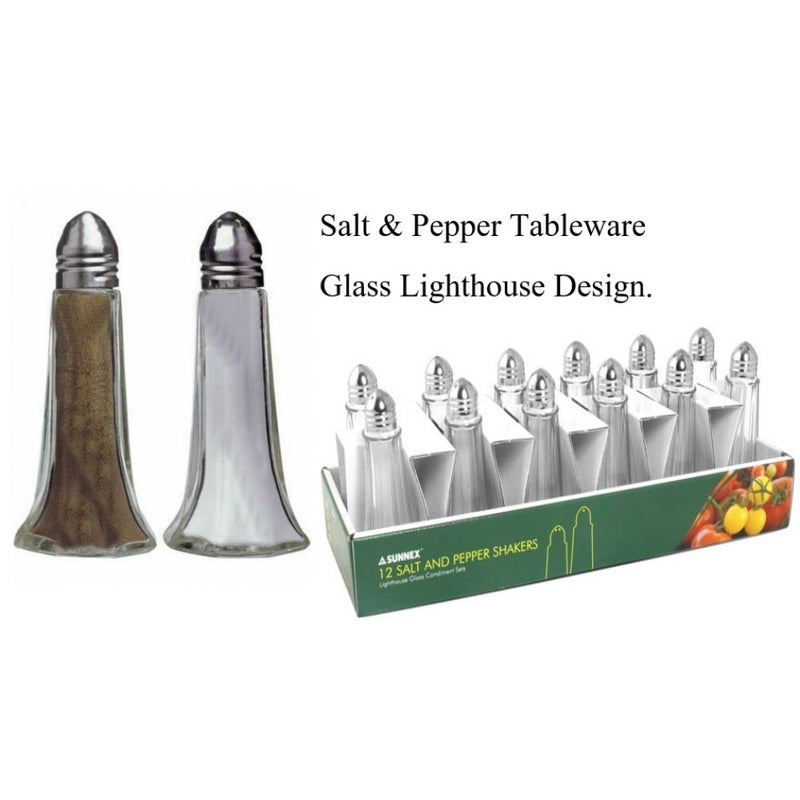 Lighthouse Glass Salt & Pepper Condiment Sets Cafe Restaurant Canteen Home - UK BUSINESS SUPPLIES
