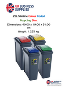 Wham 25L Slimline Recycle It Waste Plastic Recycling Bin 4 Piece Set - Red/Blue/Yellow by Wham - UK BUSINESS SUPPLIES