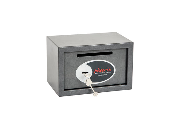 Phoenix Vela Deposit Home and Office Size 1 Safe Key Lock Graphite Grey SS0801KD - UK BUSINESS SUPPLIES