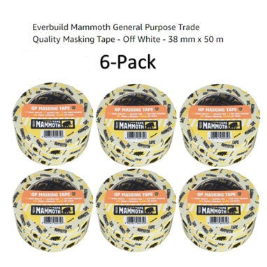 Everbuild Mammoth General Purpose Trade Quality Masking Tape - Off White - 38mm x 50m {6 Pack} - UK BUSINESS SUPPLIES