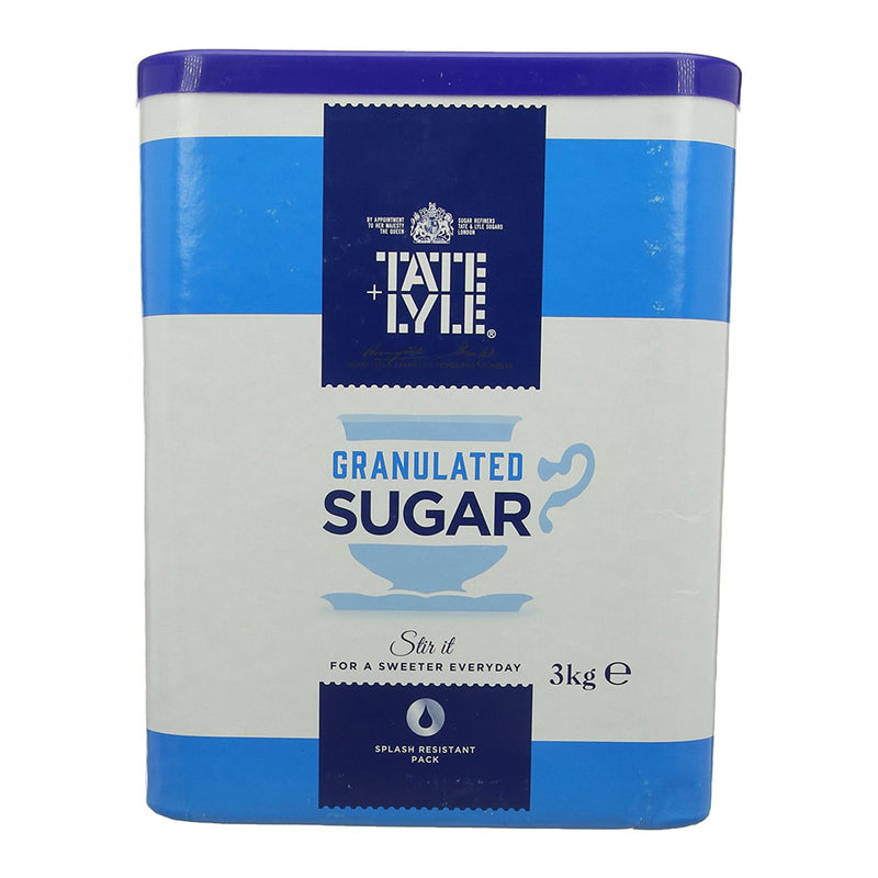 Tate and Lyle Granulated Pure Cane Sugar Drum with Handle 3 kg - UK BUSINESS SUPPLIES