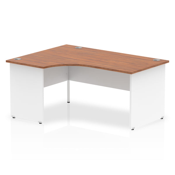 Dynamic Impulse 1600mm Left Crescent Desk Walnut Top White Panel End Leg TT000025 - UK BUSINESS SUPPLIES
