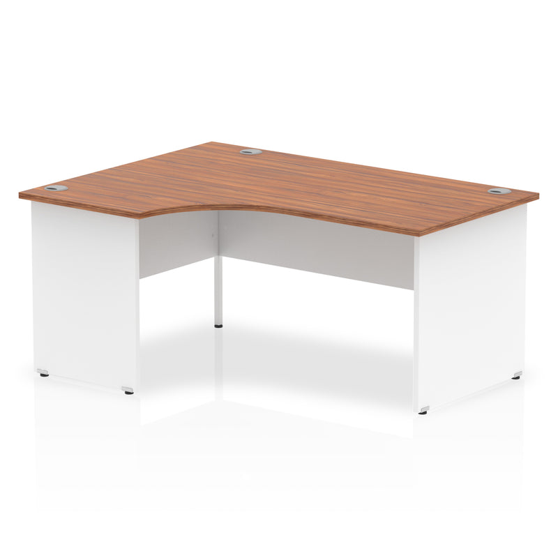 Dynamic Impulse 1600mm Left Crescent Desk Walnut Top White Panel End Leg TT000025 - UK BUSINESS SUPPLIES