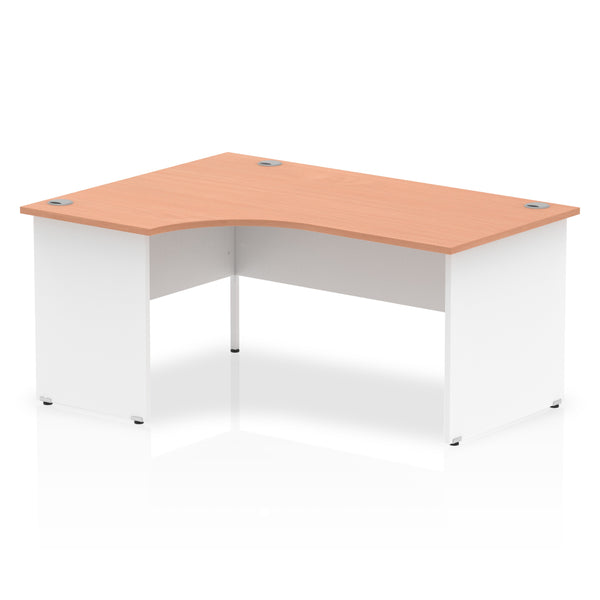 Dynamic Impulse 1600mm Left Crescent Desk Beech Top White Panel End Leg TT000027 - UK BUSINESS SUPPLIES