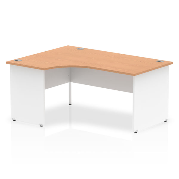 Dynamic Impulse 1600mm Left Crescent Desk Oak Top White Panel End Leg TT000029 - UK BUSINESS SUPPLIES