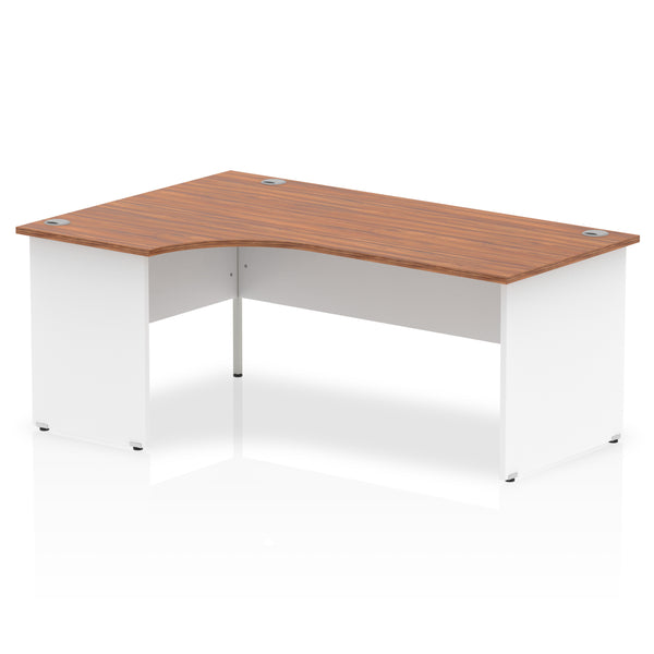 Dynamic Impulse 1800mm Left Crescent Desk Walnut Top White Panel End Leg TT000031 - UK BUSINESS SUPPLIES