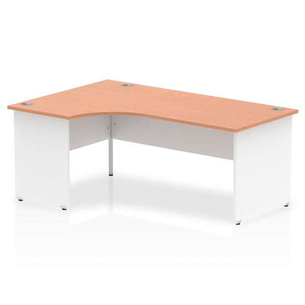 Dynamic Impulse 1800mm Left Crescent Desk Beech Top White Panel End Leg TT000033 - UK BUSINESS SUPPLIES