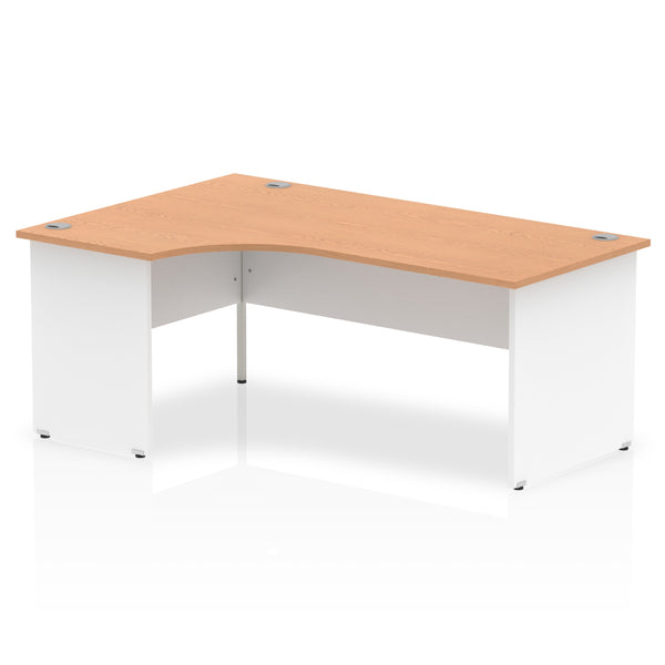 Dynamic Impulse 1800mm Left Crescent Desk Oak Top White Panel End Leg TT000035 - UK BUSINESS SUPPLIES