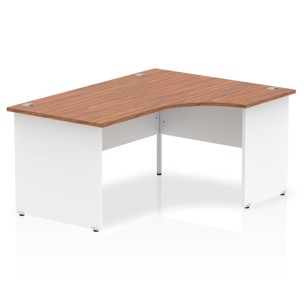 Dynamic Impulse 1600mm Right Crescent Desk Walnut Top White Panel End Leg TT000037 - UK BUSINESS SUPPLIES
