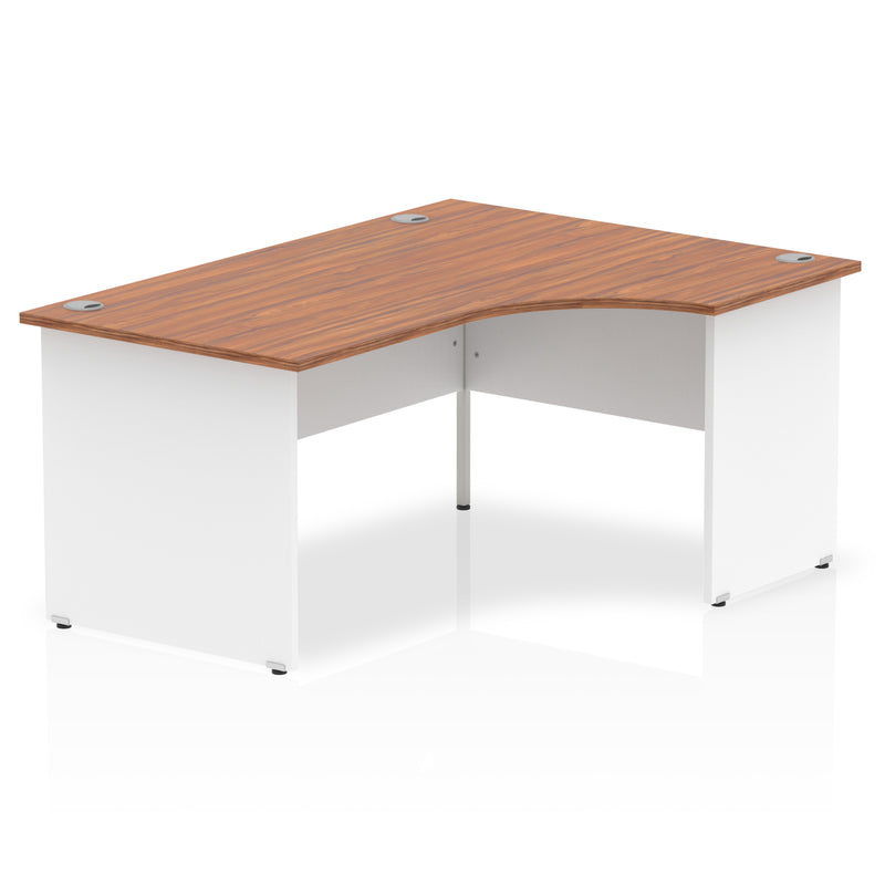 Dynamic Impulse 1600mm Right Crescent Desk Walnut Top White Panel End Leg TT000037 - UK BUSINESS SUPPLIES