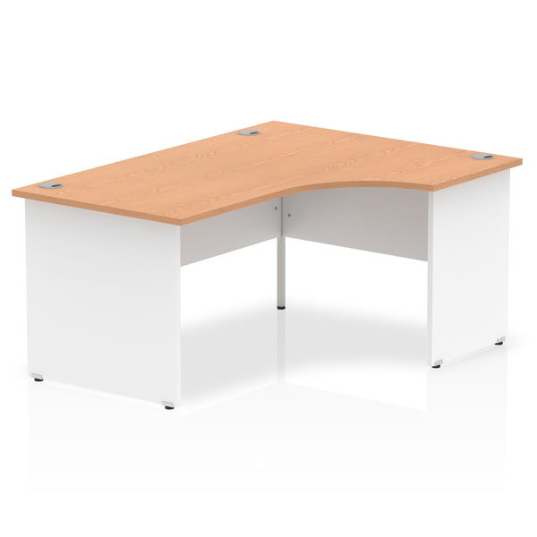 Dynamic Impulse 1600mm Right Crescent Desk Oak Top White Panel End Leg TT000041 - UK BUSINESS SUPPLIES