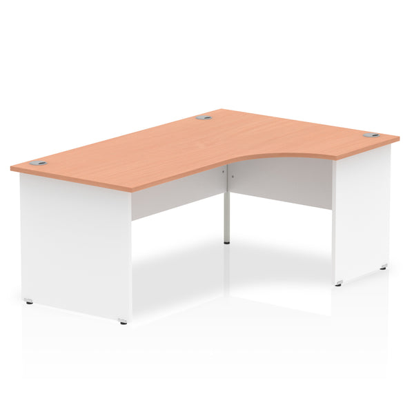 Dynamic Impulse 1800mm Right Crescent Desk Beech Top White Panel End Leg TT000045 - UK BUSINESS SUPPLIES