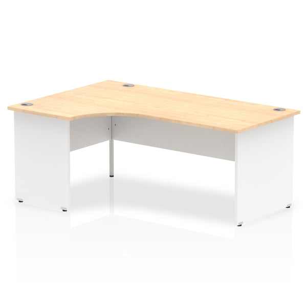 Dynamic Impulse 1800mm Left Crescent Desk Maple Top White Panel End Leg TT000114 - UK BUSINESS SUPPLIES