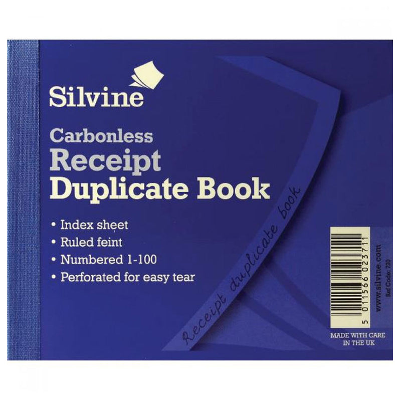 Silvine 4x5inches Duplicate Receipt Book 21505SC (12 Pack) - UK BUSINESS SUPPLIES