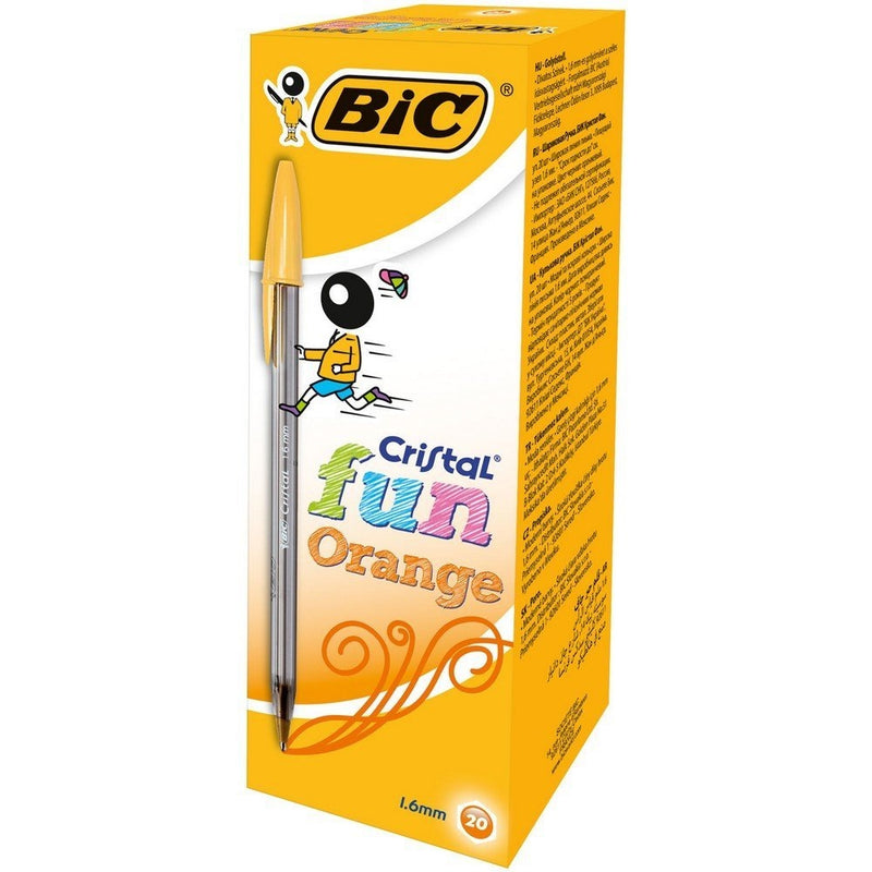 Bic Cristal Fun Ballpoint Orange Pens (Pack Of 20) - UK BUSINESS SUPPLIES
